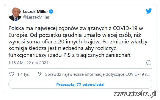 Wczoraj, z powodu Covid-19 zmarło aż 775 osób.