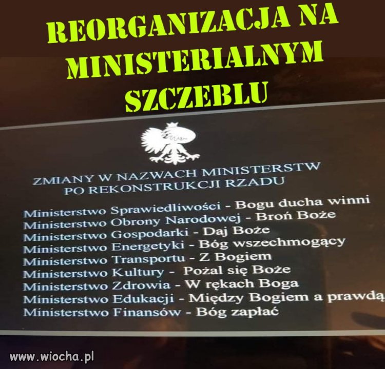 Zmiany nazw ministerstw po rekonstrukcji rządu