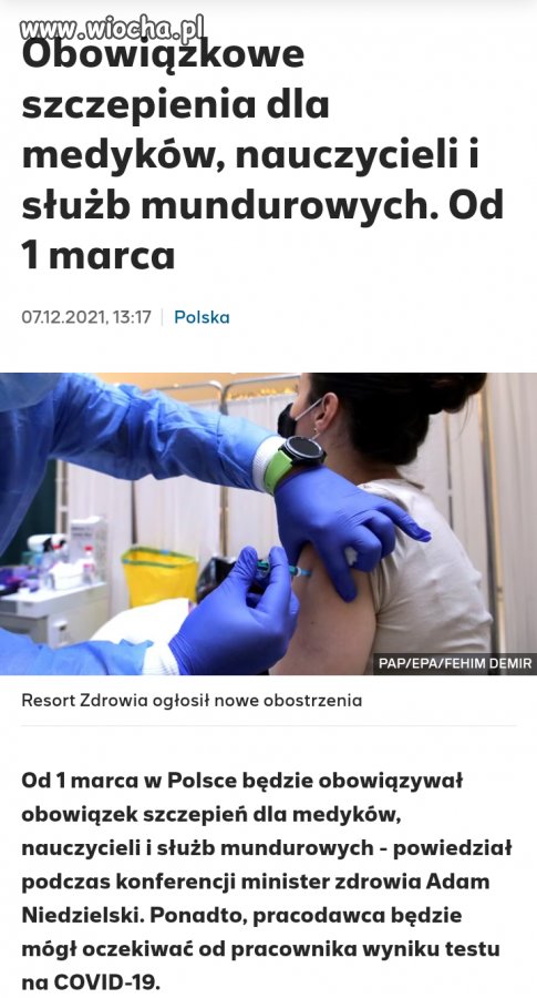Już słychać wycie antyszczepionkowców