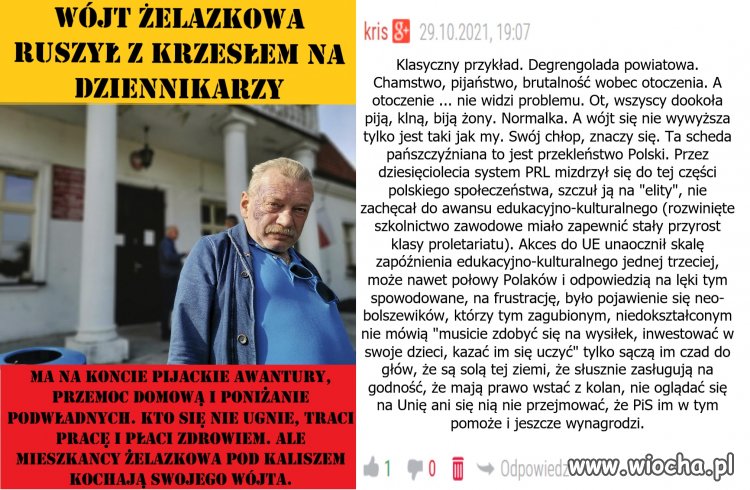 Wójt Żelazkowa ruszył z krzesłem na dziennikarzy