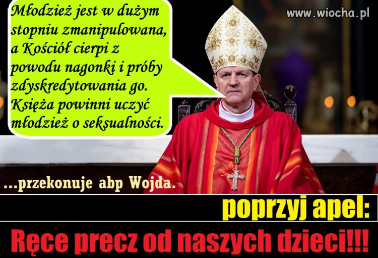 ''Młodzież jest w dużym stopniu zmanipulowana, a Kościół cierpi z powodu nagonki i próby zdyskredytowania go. Księża powinni uczyć młodzież o seksualności'' ~abp Wojda