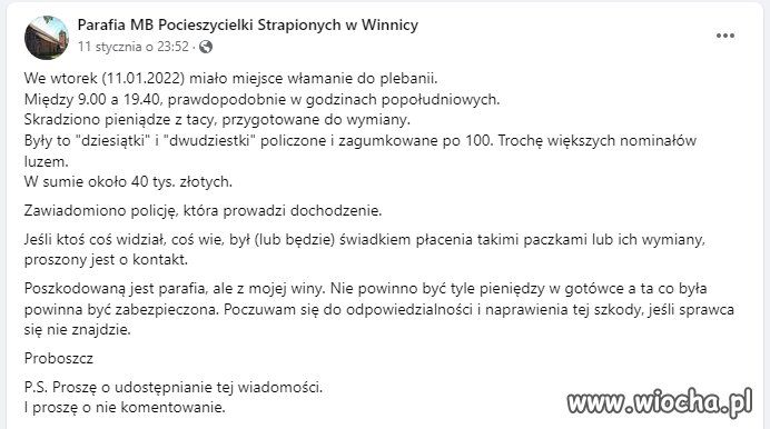 Przebogata parafia okradziona
