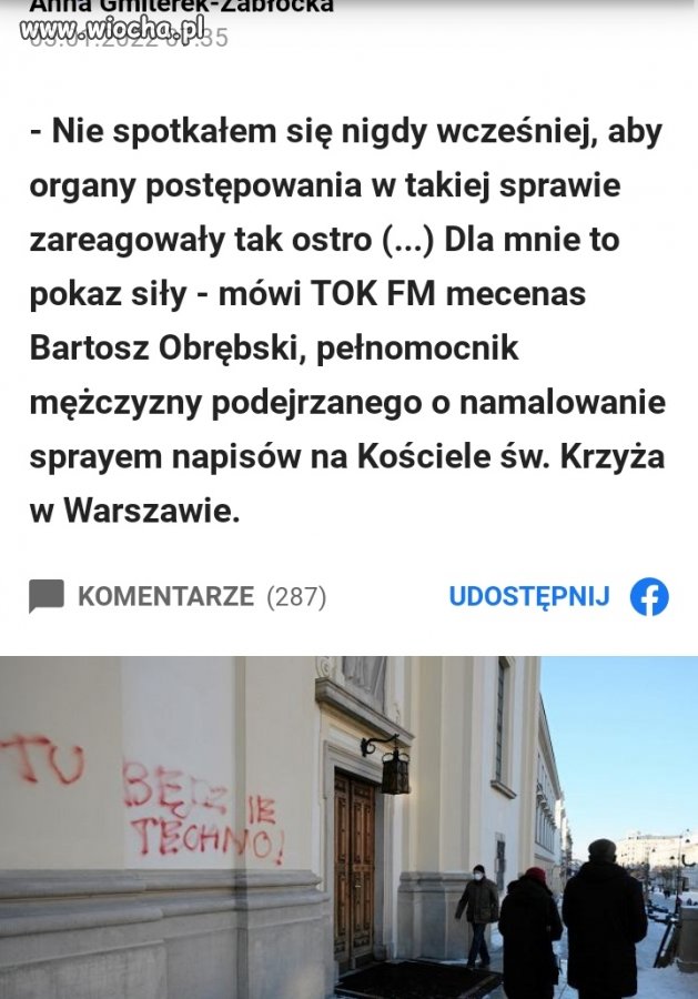 Za malunki na kościele areszt
