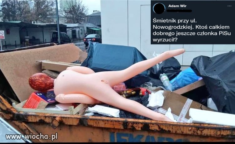 Śmietnik przy ul. Nowogrodzkiej. Ktoś całkiem dobrego jeszcze członka PiSu wyrzucił