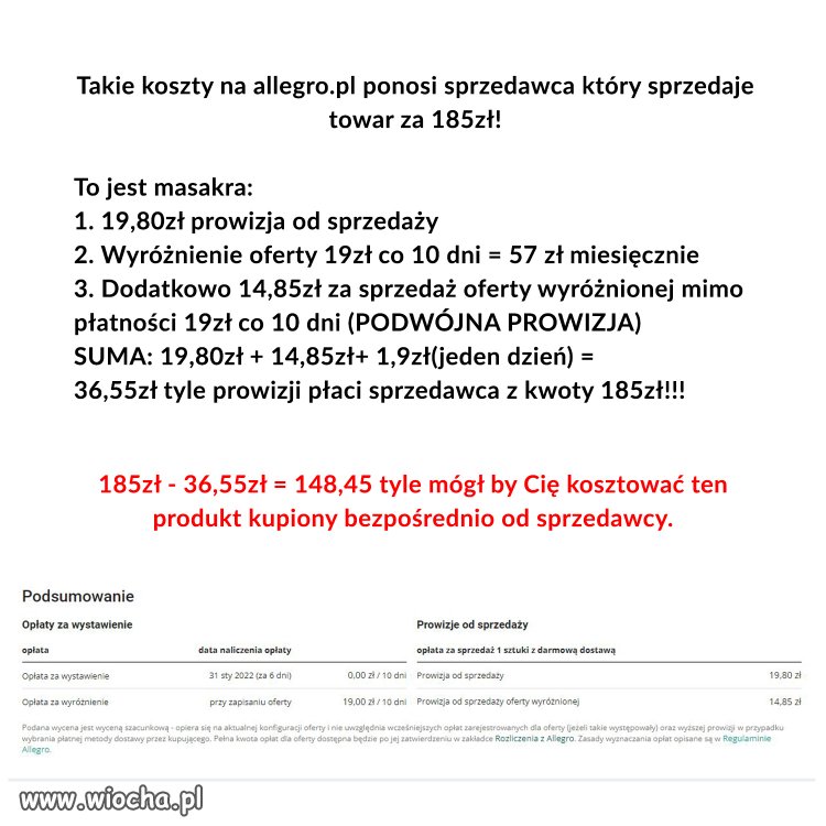 Koszty allegro dla sprzedawcy 