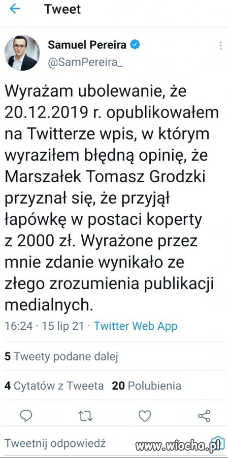 Szczujnia przeprosił