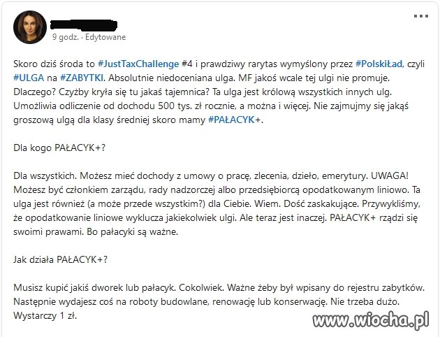 Pałacyk+ nowa ulga w pisowskim nieładzie.