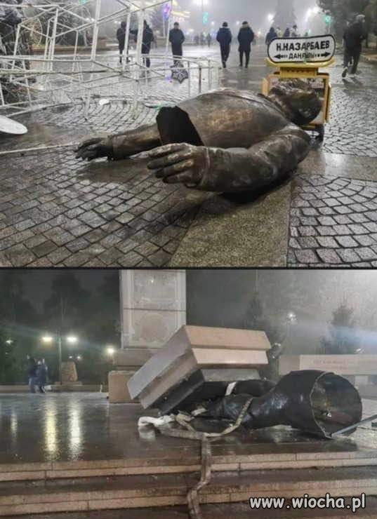 Tak lecą pomniki dyktatora. Sam Nazarbajew, po 40 latach rządów uciekł z Kazachstanu. 