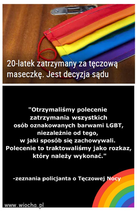 Zatrzymany za tęczową maseczkę. 20-latek dostanie 