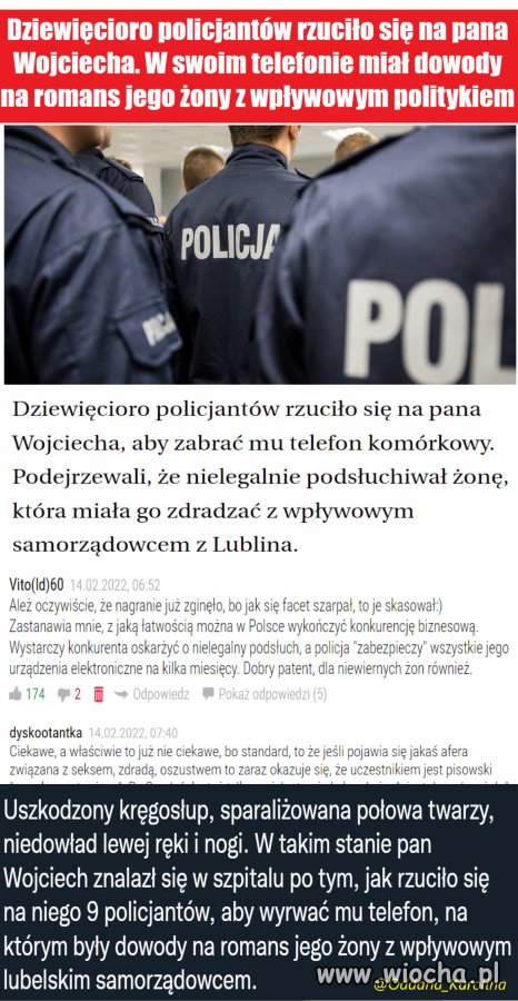 Dziewięciu policjantów rzuciło się na pana Wojciecha