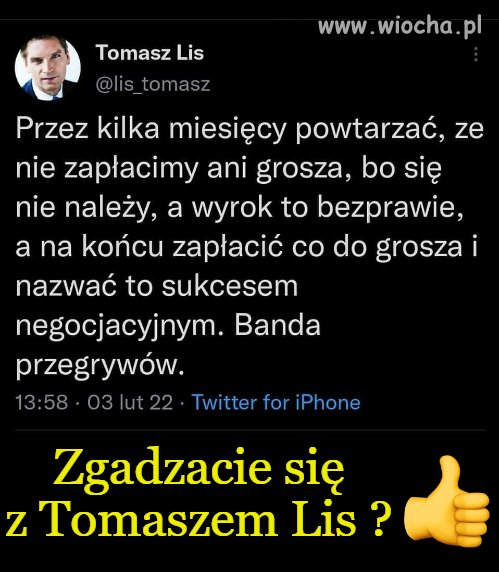 W zupełności zgadzam się z Tomaszem Lis 