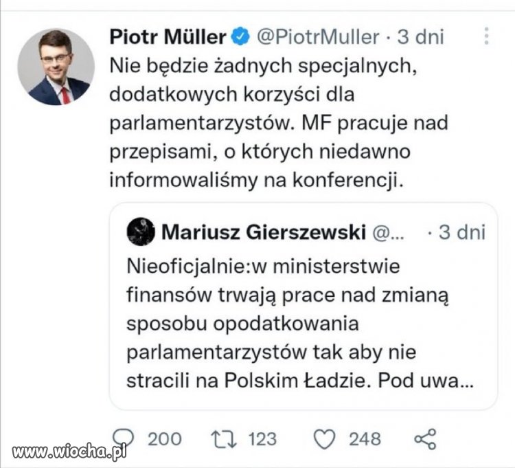 Czemu  Piotr Muller  kłamał?