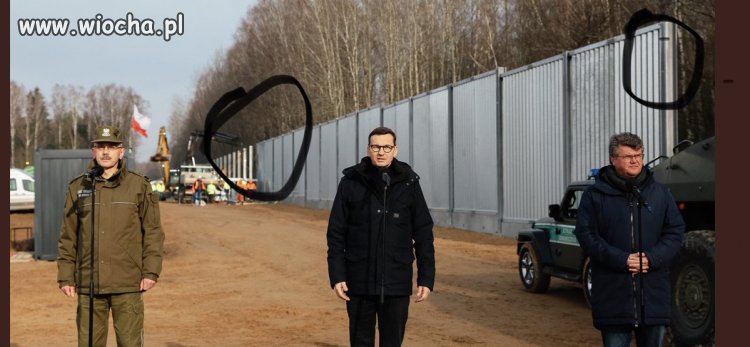 Zbudowali 14‼️ przęseł płotu, trochę wyższego od Morawieckiego  Tylko PiS!!!