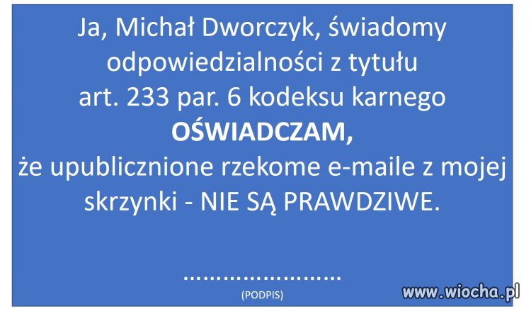 Panie Dworczyk, tak łatwo można się oczyścić