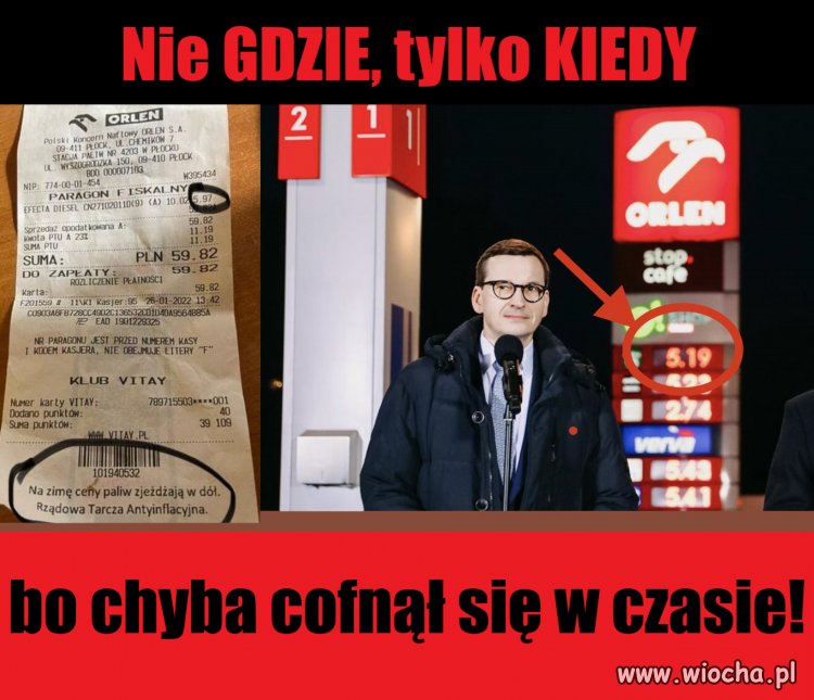 Pan premier pojechał zatankować za 5,19. 