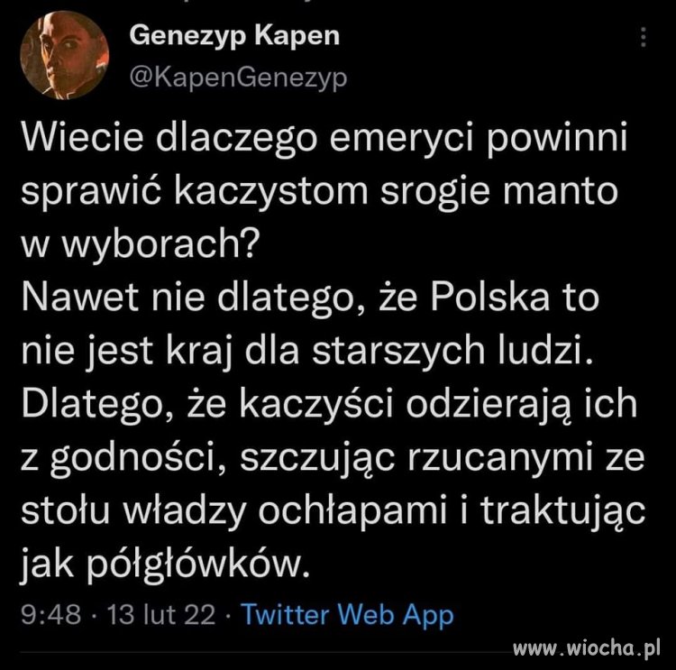 Nie wiem czy emeryci myślą tymi kategoriami 