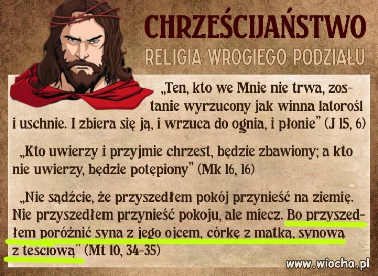 Pis wierny istocie religii, czyli podziałowi na wiernych (dobrych) i niewiernych (złych). To religia nierówności i wrogości.