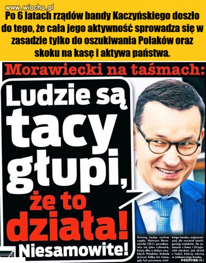 Po 6 latach rządów bandy Kaczyńskiego doszło do tego, że cała jego aktywność sprowadza się w zasadzie tylko do oszukiwania Polaków oraz skoku na kasę i aktywa państwa.