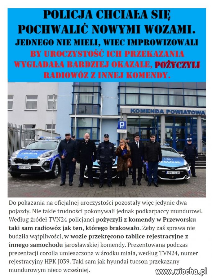 Policja chciała się pochwalić nowymi wozami. 