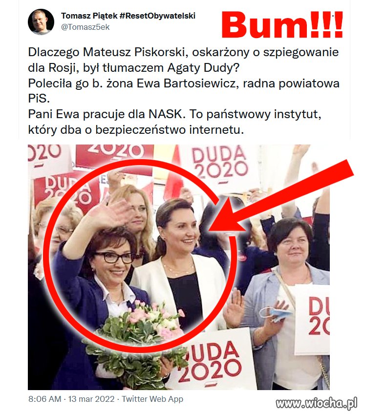 Była żona oskarżonego o szpiegostwo na rzecz Rosji Mateusza Piskorskiego, zasiada w jednej ze spółek NASK.
