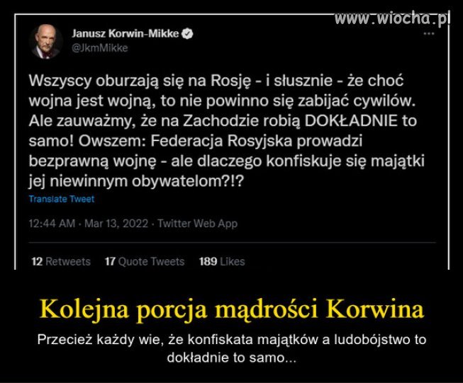 Kolejne "Zlote Myśli" Korwina z Konfederosji...