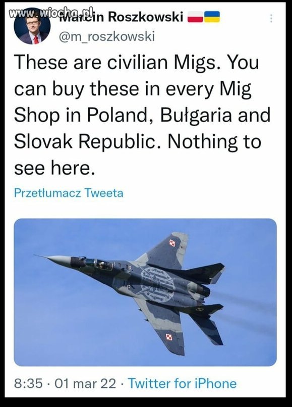 Jak putin będzie się sapał o te migi...