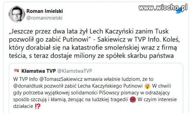 SSakiewicz dzielnie służy Kaczyńskiemu i szczuje..