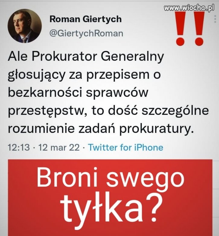 Ewenement na skalę światową, że prokurator, w dodatku generalny, staje w obronie złodziei...
