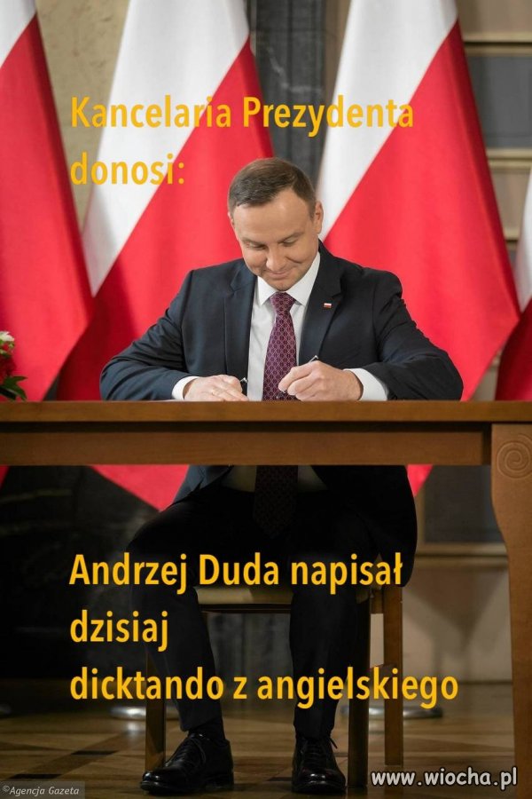 Andrzej dzisiaj pisał dicktando