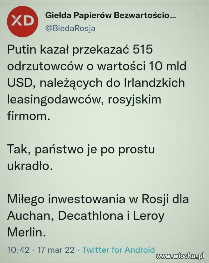 Szok ze te firmy Francji nie rozumieją co to sankcje i dalej inwestują w terrorystycznej Rosji