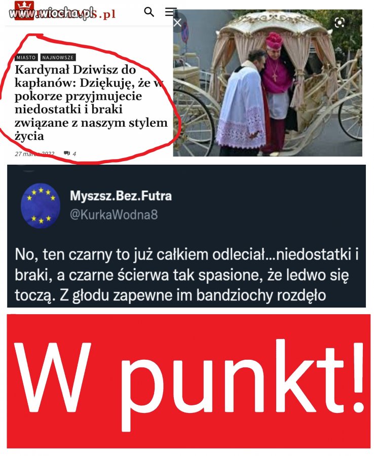 Dziwisz dziękuje innym klechom, że ''w pokorze przyjmują niedostatki i braki związane z ich stylem życia''.   Cokolwiek by to miało znaczyć!!!