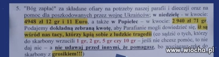 Ogłoszenie parafialne w jednej z wielkopolskich pa