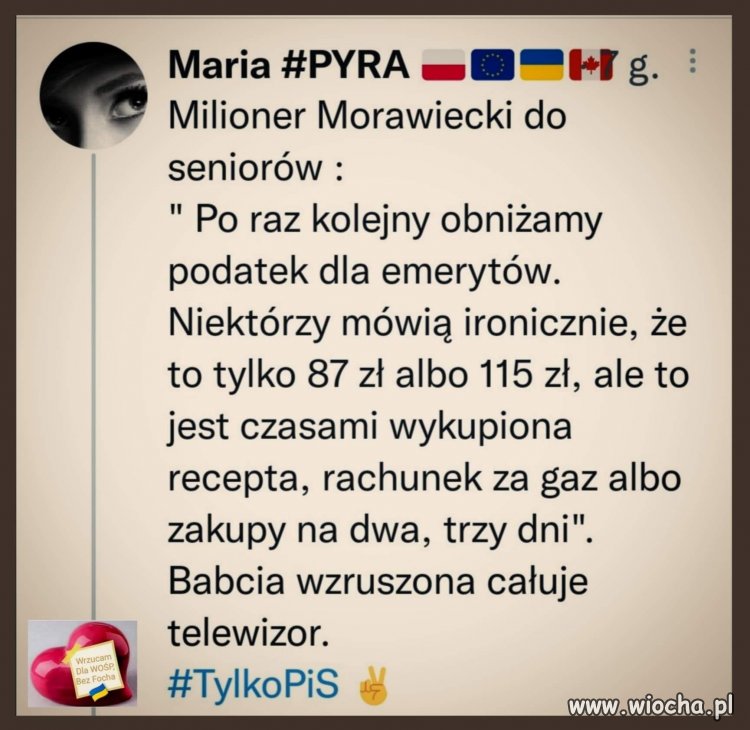 Niebywałą wiedzę ma Morawiecki ile wydaje pieniędzy emeryt na leki, gaz, żywność.