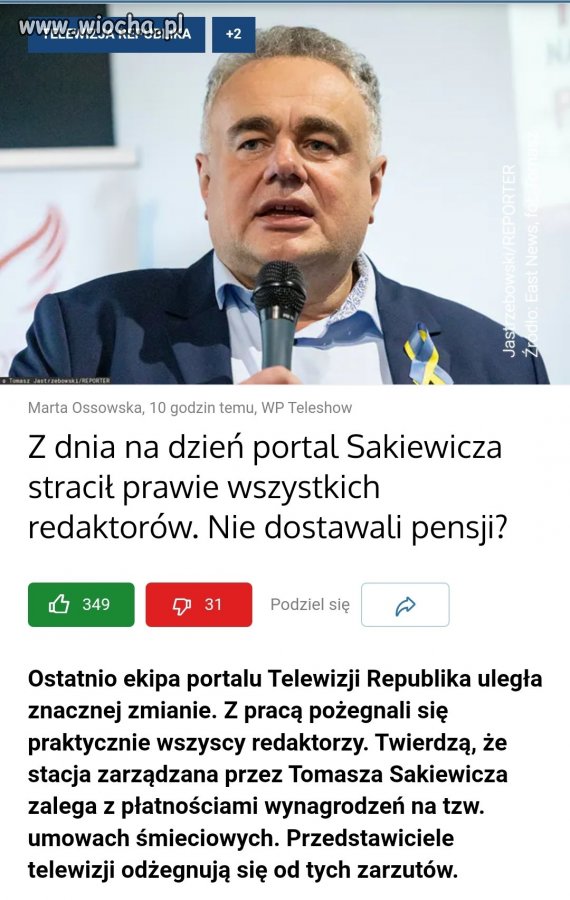 Mimo dotacji z PISu, ekspert Wiadomości TVP nie płacił pensji i zatrudniał na umowach śmieciowych
