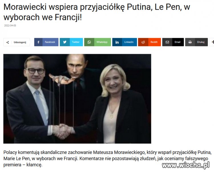Atak Morawieckiego na Macrona na tydzień przed wyborami we Francji,