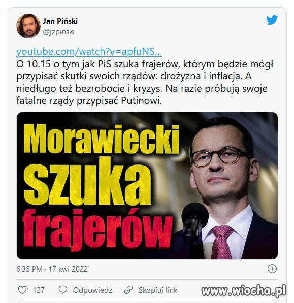 Za niedolnosc i zlodziejstwo PiSu, zawsze winny kto inny...