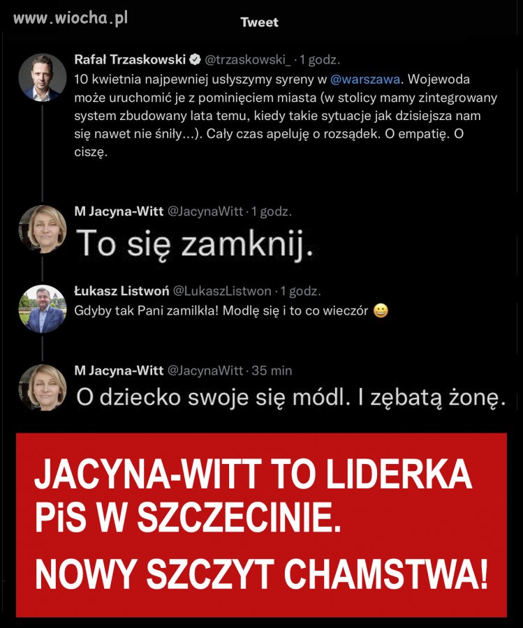 Oby dobry bóg dał politykom PiS to, czego życzą innym osobom.