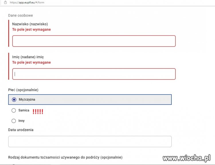 Formularz podróżny Covid 