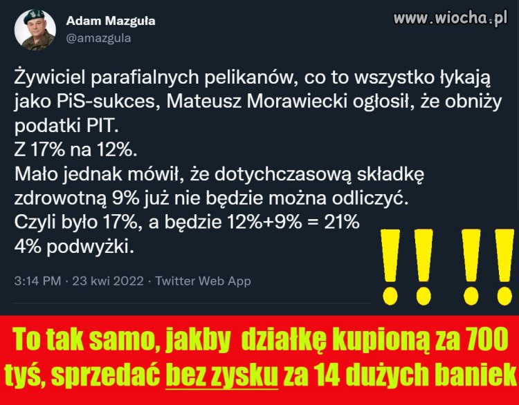 Bankster ogłosił obniżenie podatków, ...poprzez zwiększenie ich o 4%
