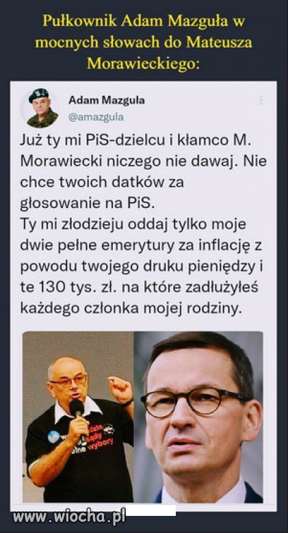 Pułkownik Adam Mazguła, jak zwykle trafnie ocenia PiS!