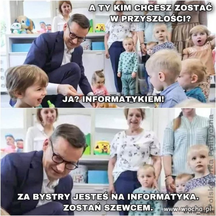 Premier Polski dzieli się z polskim społeczeństwem swoim nadmiernym bogactwem myśli ...