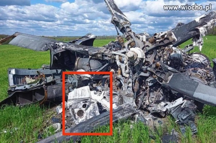 Wrak pralki w zestrzelonym, rosyjskim helikopterze