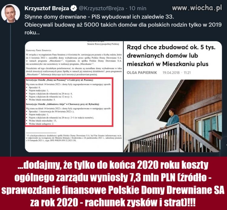 Szklane domy nie wyszły. Z 5000 drewnianych,  wyszło 33...