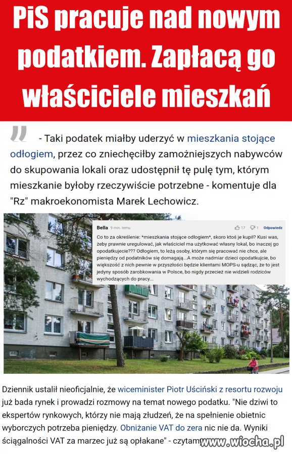 Pis chce nowego podatku dla właścicieli mieszkań