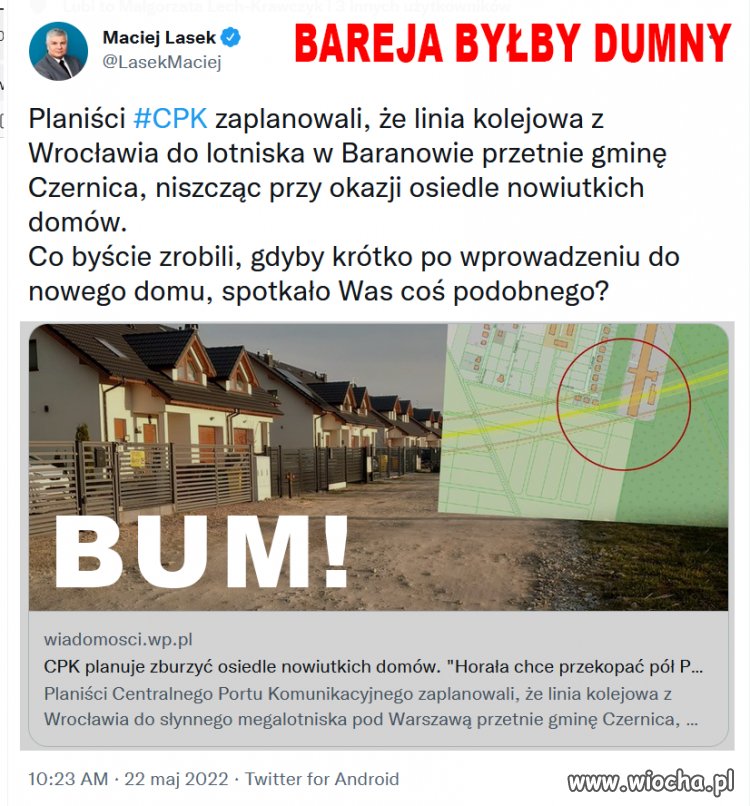 Czy to samo jest z planami kolejowymi za Wieliszewem?
