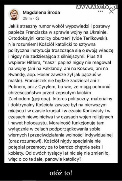Czy wy katolicy wstydzicie się chociaż trochę?
