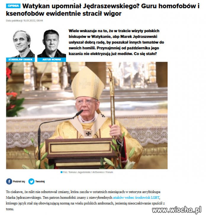 Arb. Jedraszewski nagle zamilkl...juz nie szczuje z ambony!