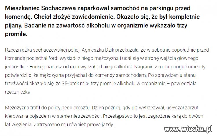 Zawiadomił sam na siebie