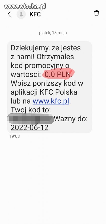 KFC  kod promocyjny 13 maja