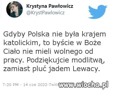 Dziękujemy ci kościele za dzień wolny od pracy